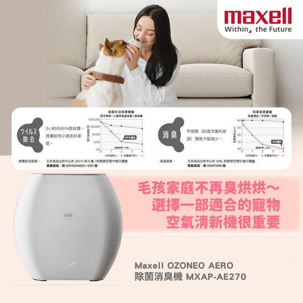 圖片 麥克賽爾 Maxell - OZONEO AERO 寵物淨味除菌座枱空氣清新機 MXAP-AE270 白色